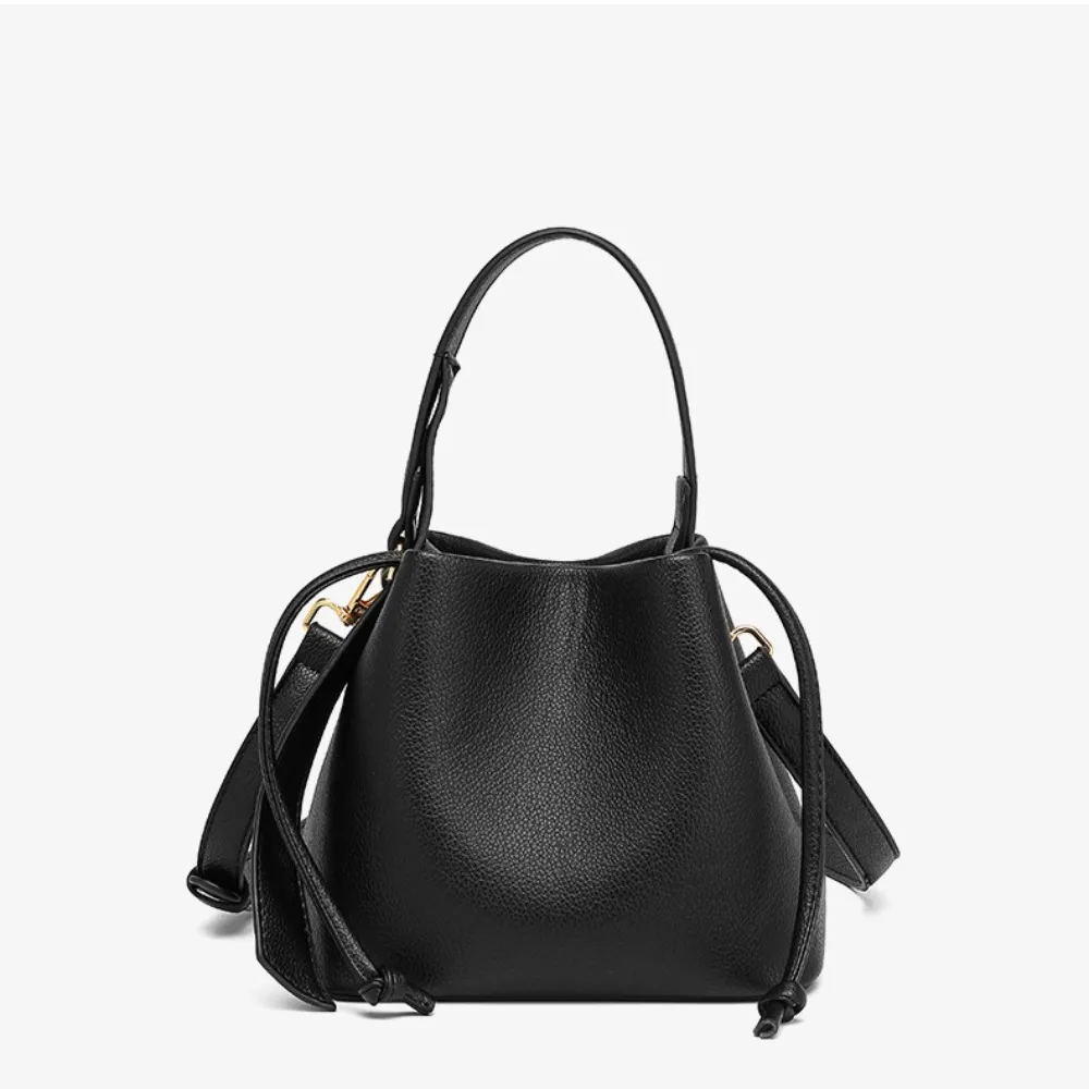 

Tote Bag PU Leather Bucket Bag Solid Color Casual Underarm Bag Simple Fashion Crossbody Shoulder Bag Female Use