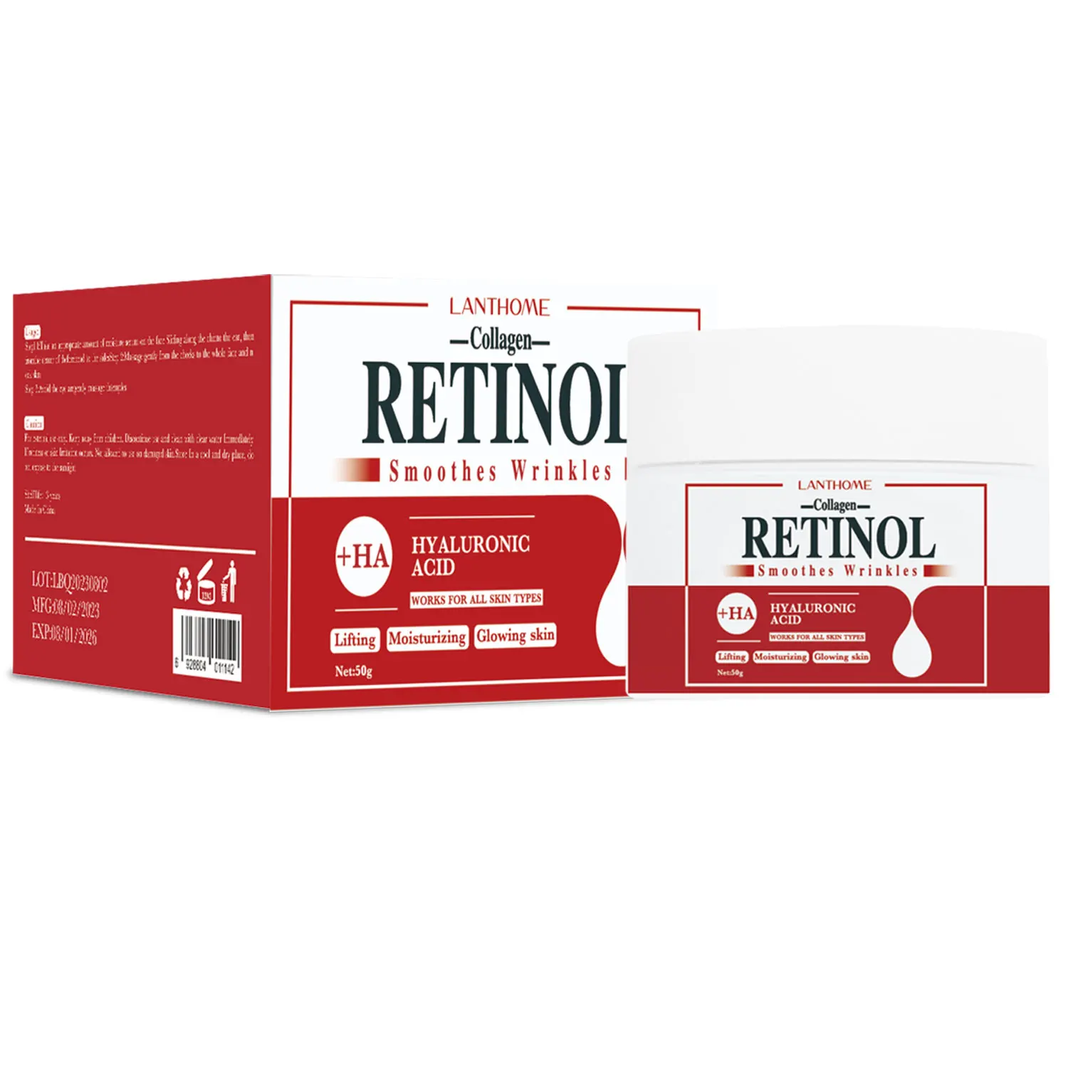 Creme Clareador Retinol, Colágeno Ácido Hialurônico, Anti Envelhecimento, Anti-Rugas, Hidratante, Refirmante, Cuidados com a pele, Beleza, Saúde