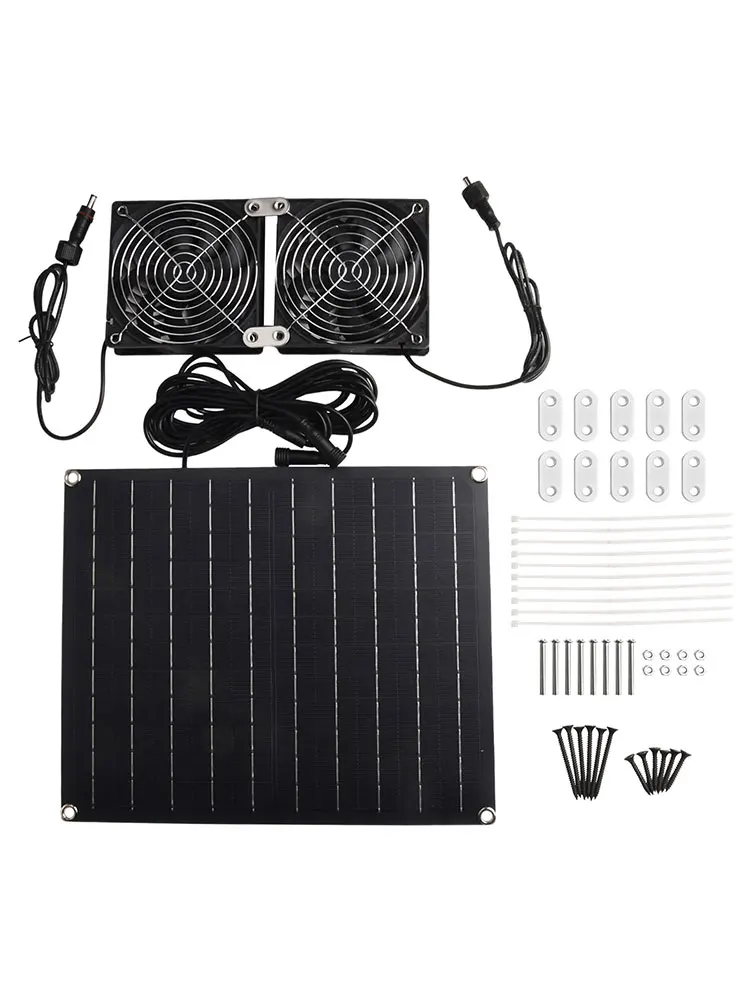 25W Solar Panel Chassis Fan Waterproof Fan For Outdoor Greenhouse Chicken House Solar Energy Supplies Exhaust Cooling Vents