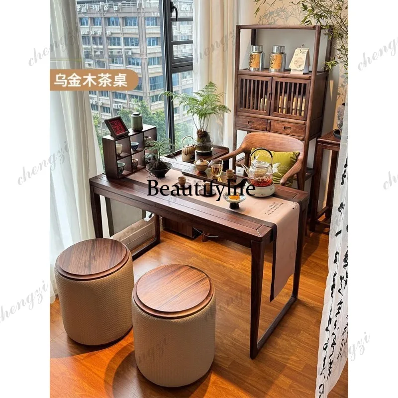 Balcony tea antique family table and chairs household living room balcony small apartment tea table integrated