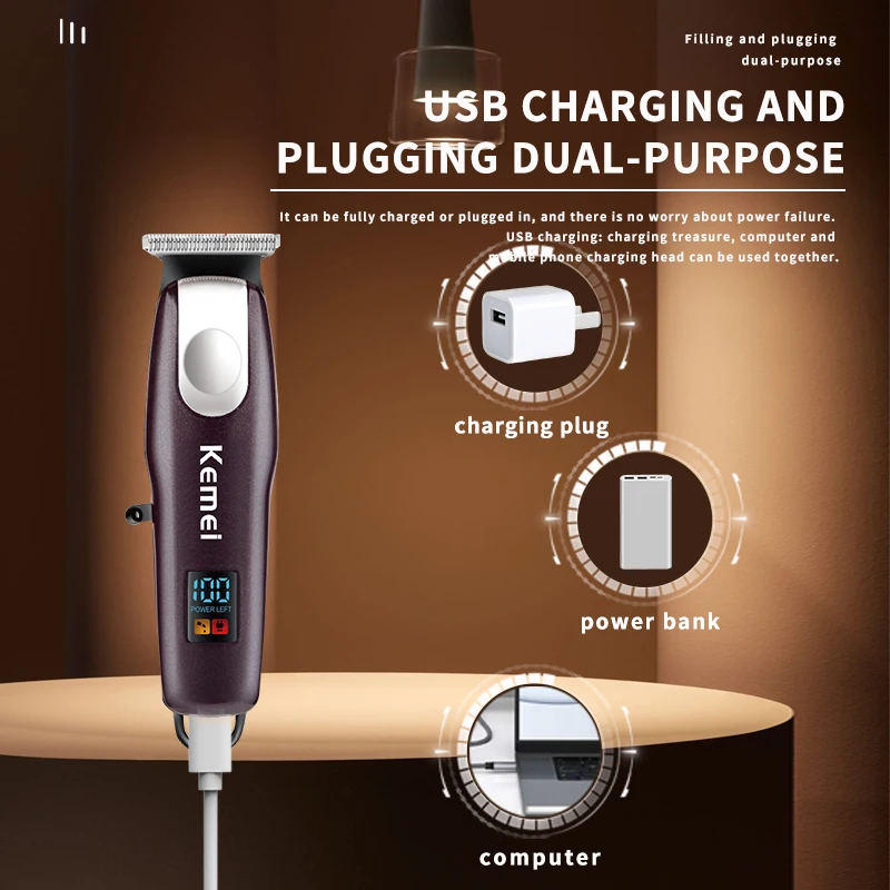 Kemei PG233 Electric Hair Clippers Barber For Men Rechargeable Home Hair Cutting Tools Professional Barber Cordless Hair Trimmer