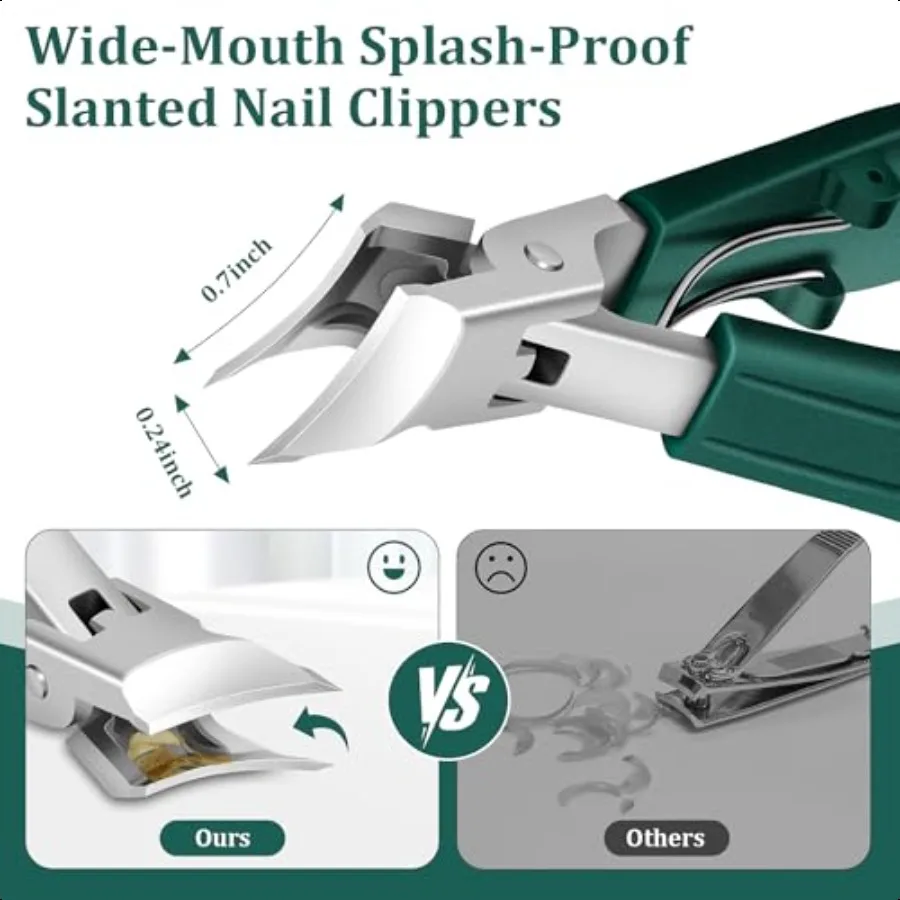 Tagliaunghie smussate con becco d'aquila Aggiornamento in acciaio inossidabile Ampia apertura della mascella Tagliaunghie antispruzzo Set di 3 pezzi Manico lungo angolato