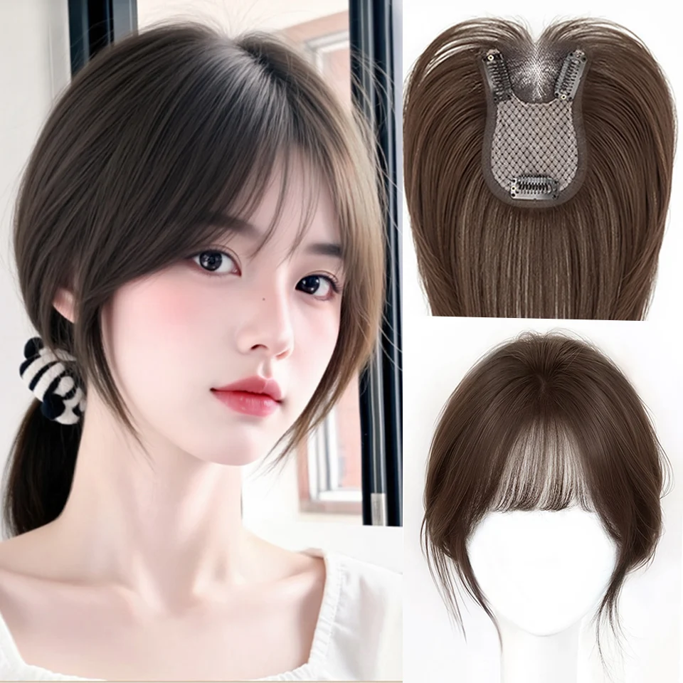 

Women's Lace Front Hairpiece Top Natural Seamless Grey Coverage Volumizing High Crown Hair Piece for Women