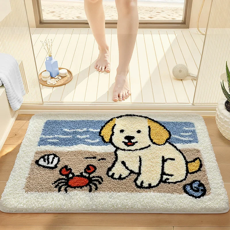 Absorbent Bathroom Rug Non Slip Quick Drying Flannel Floor Mat Anti-Skid Bath Carpet for Home Toilet Bathtub Shower Accessories