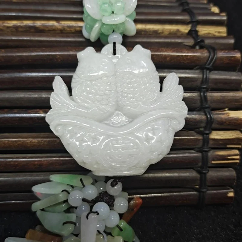 

Hetian Jade Has More Pendants for Years, Double-Sided Carved Pisces Pendant Jade Car Hanging