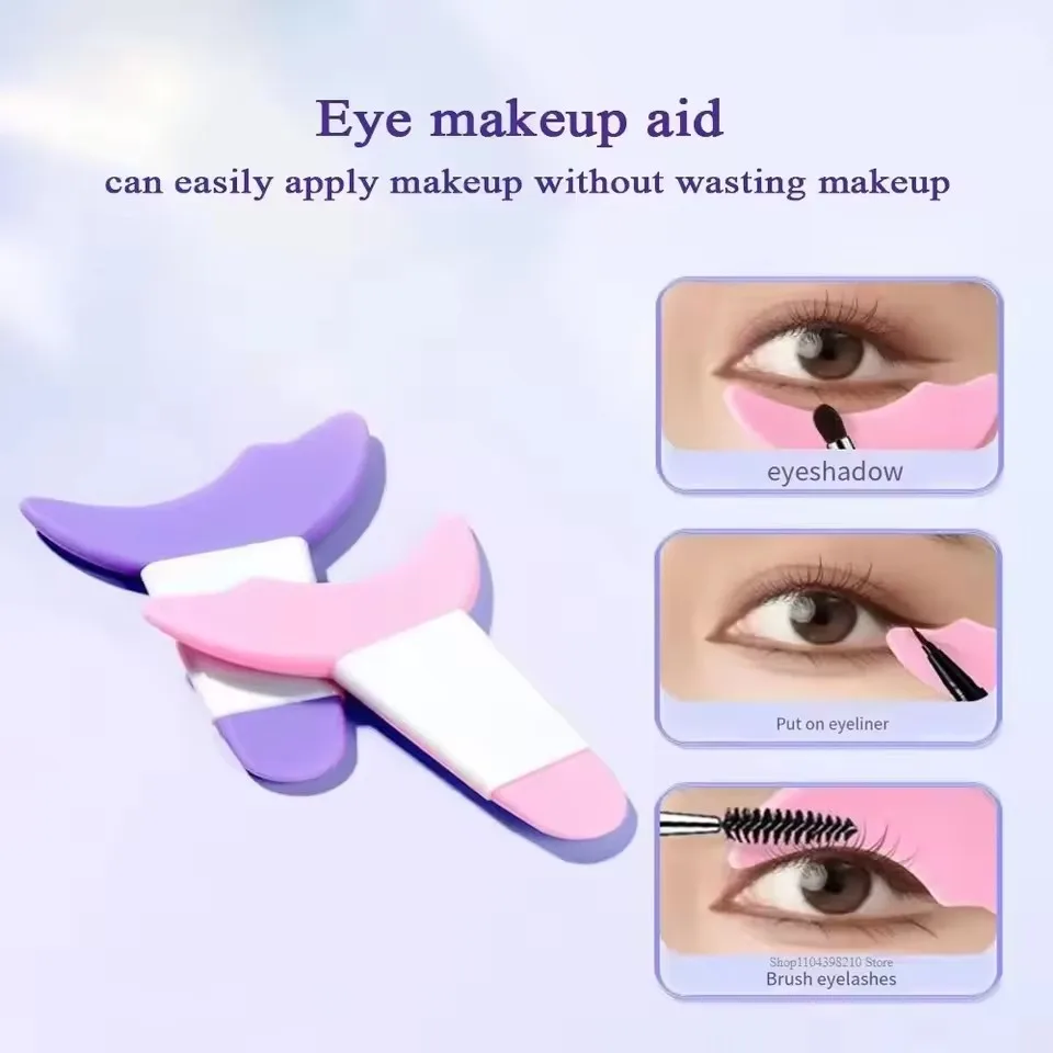1Pcs Silicone Eyelash Guard - Beginner-Friendly Eyeliner & Mascara Helper, Crescent-Shaped Soft Silicone Eye Makeup Tool,3Colors