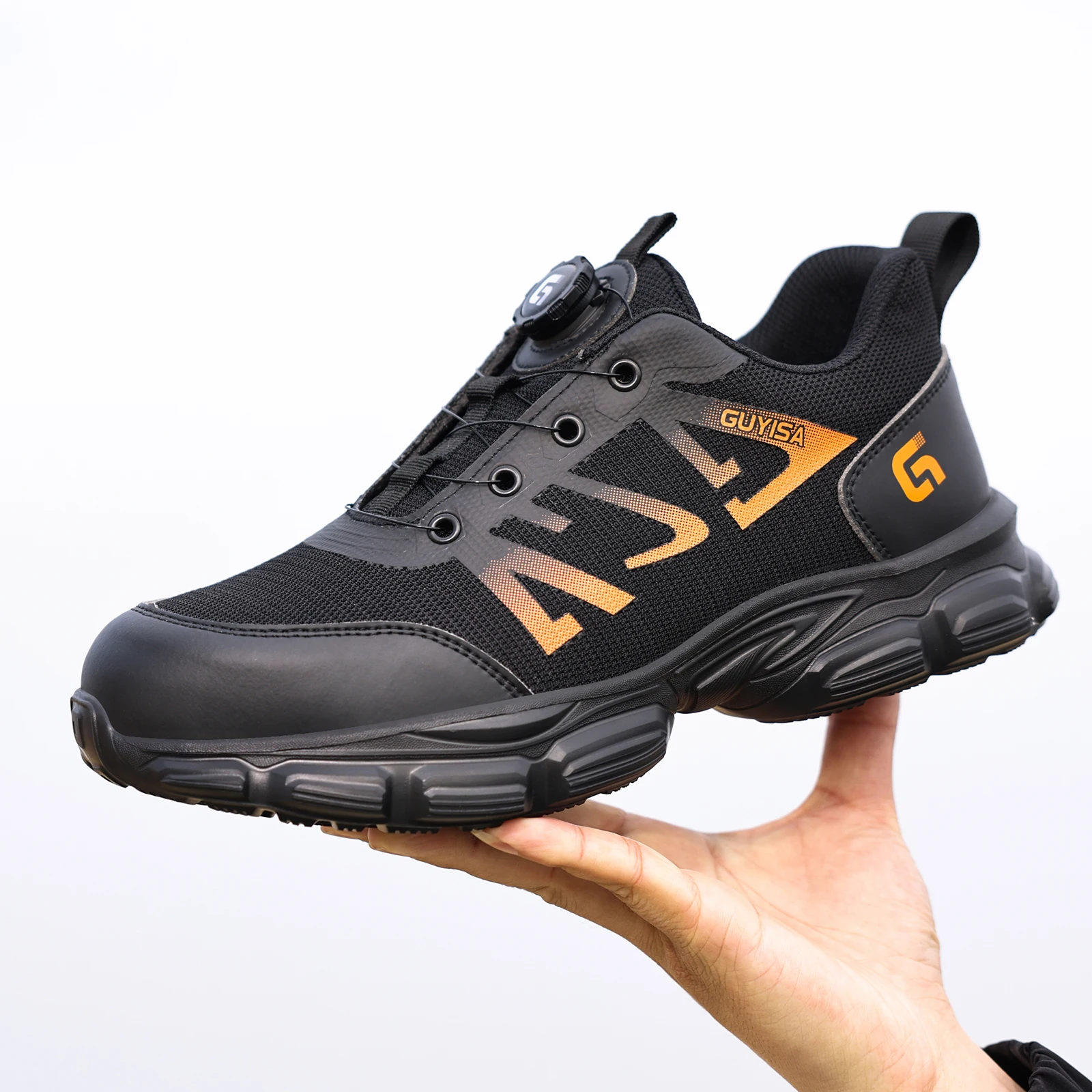 Men's work shoes, shockproof, lightweight, all-season style with rotating buttons