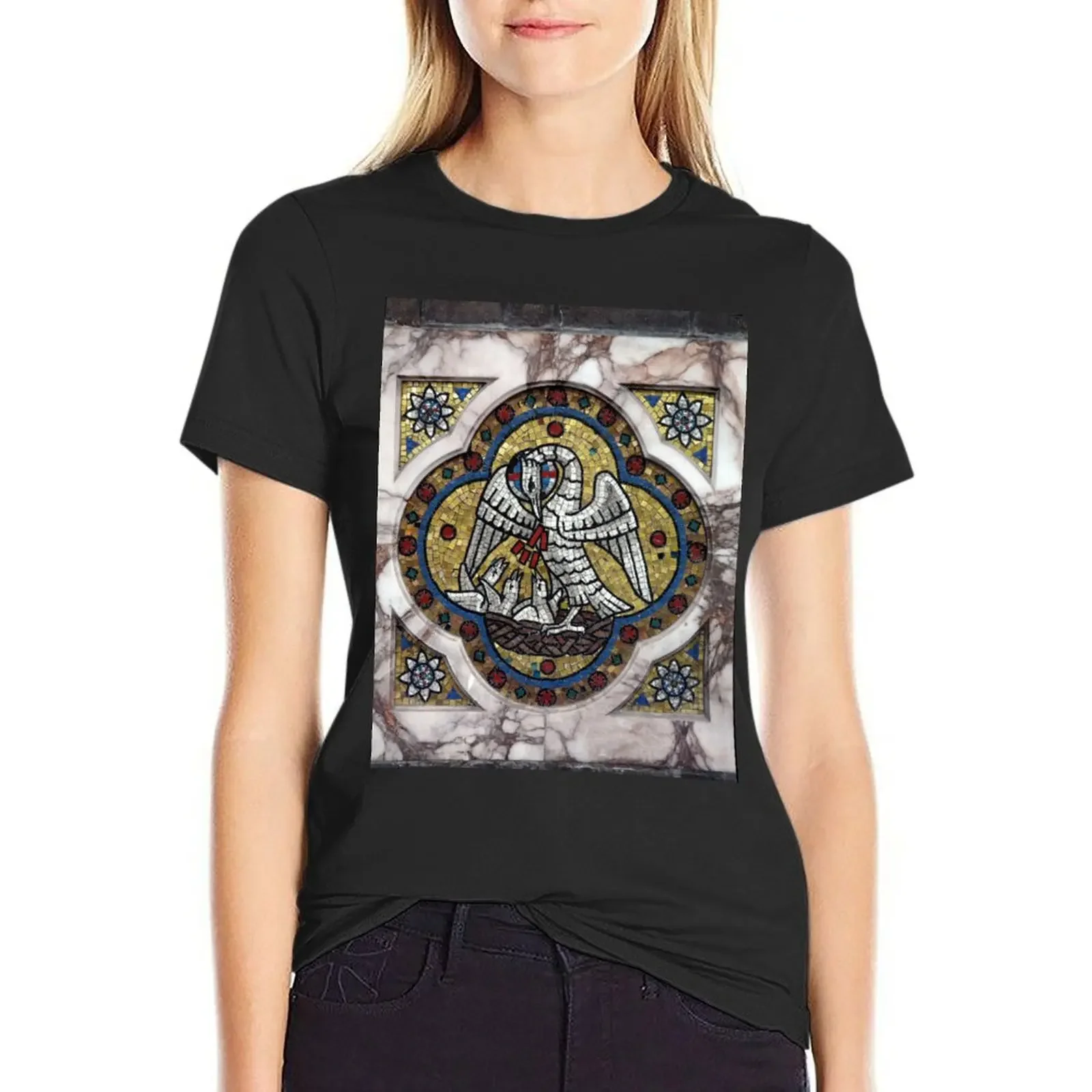 

Pelican in its Piety T-Shirt blacks funny customs t-shirts for Women graphic tees funny