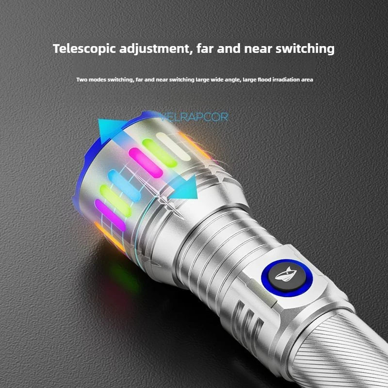 SMILING SHARK Outdoor Flashlight Portable Strong Light Variable Focus with Floodlight Side Light Home Travel Camping Flashlight