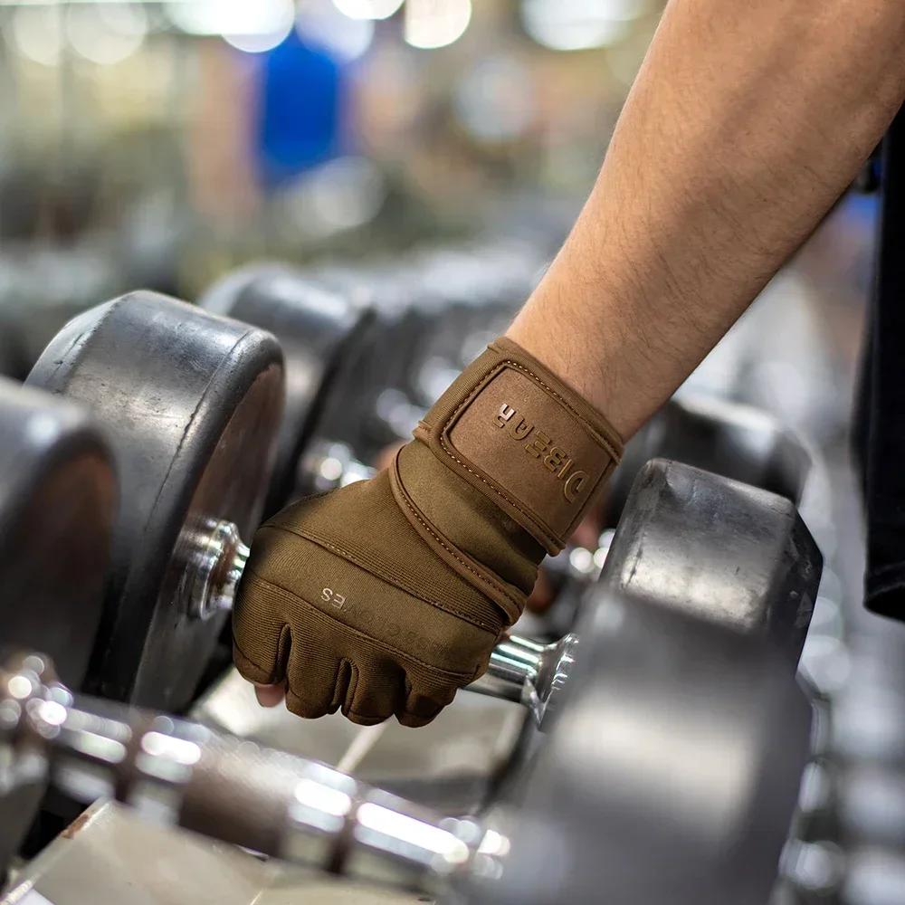 Nuevos guantes de gimnasio de medio dedo, guantes de entrenamiento con mancuernas para levantamiento de pesas, guantes de Fitness antideslizantes