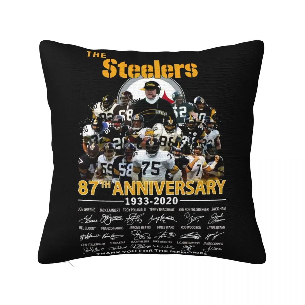 The Steeler 87Th Anniversary Printing Adult Crewneck Harajuku Personality Designing Popular Style Holiday Pillow Case