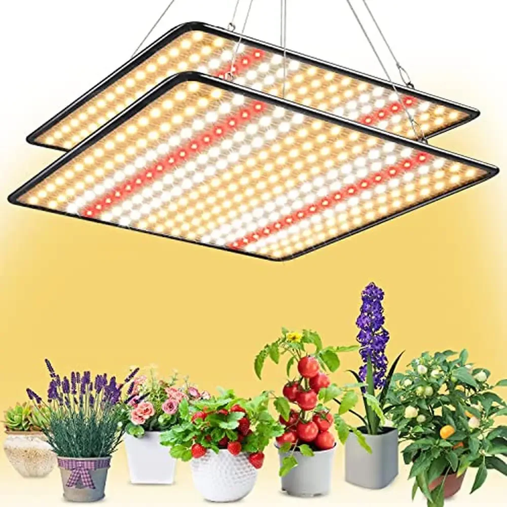 

200W LED Grow Lights 2-Pack Full Spectrum High Efficiency Indoor Plant Growing Lamps Veg Bloom Yield Boost