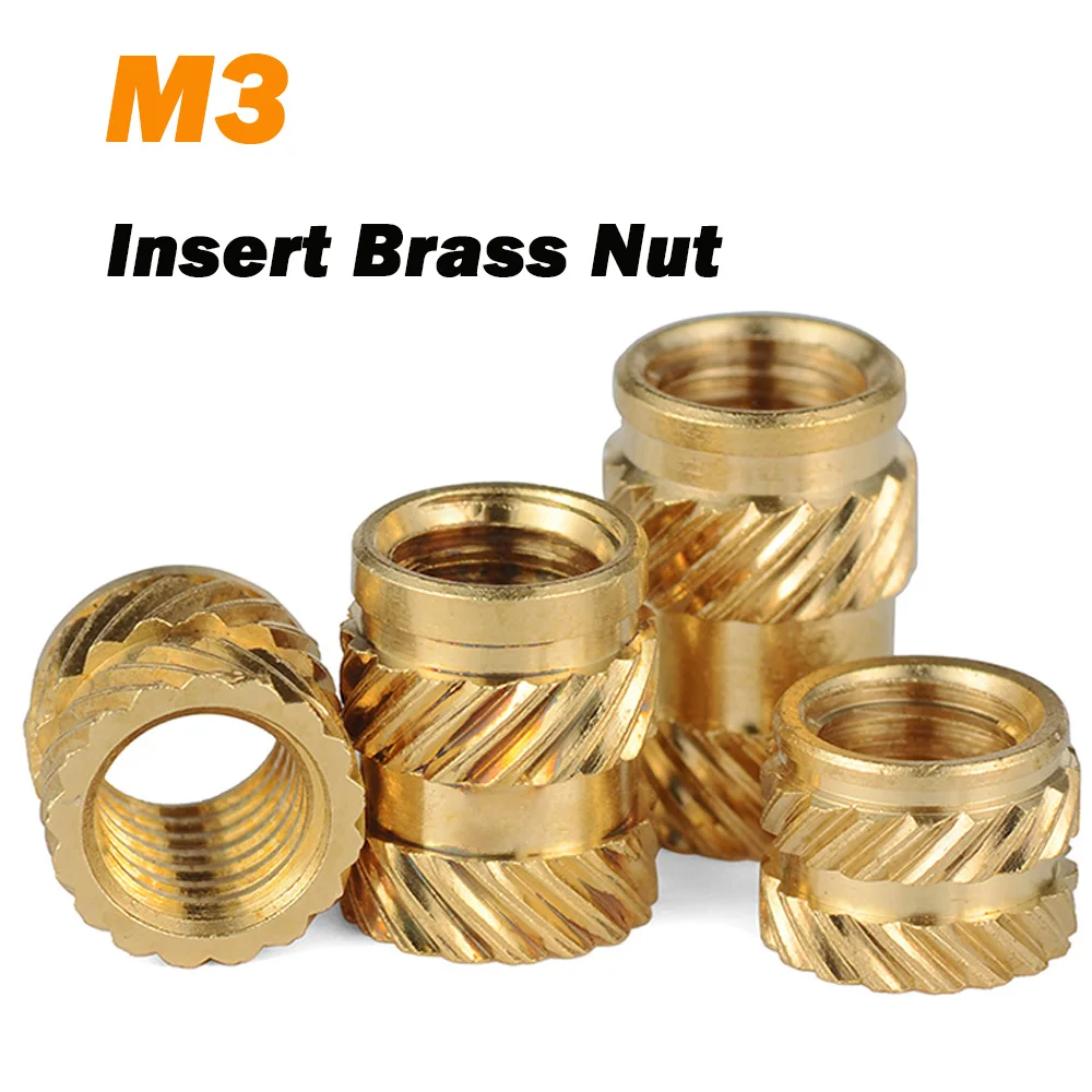 50Pcs Insert Brass Nut M3 Hot Melt Knurled Thread Heat Embedment Nuts Pressed Fit For 3D Print