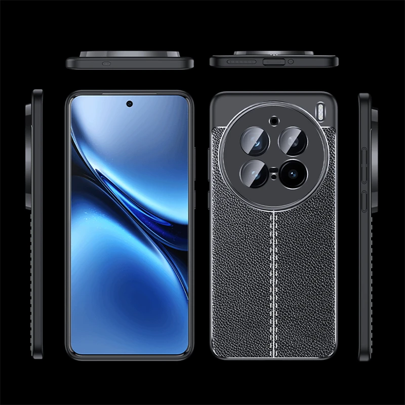 For Vivo X200 Pro Case Cover Vivo X200 Pro Mini Capas Shockproof Armor Phone Bumper Back Armor Soft TPU Leather Fundas Vivo X200