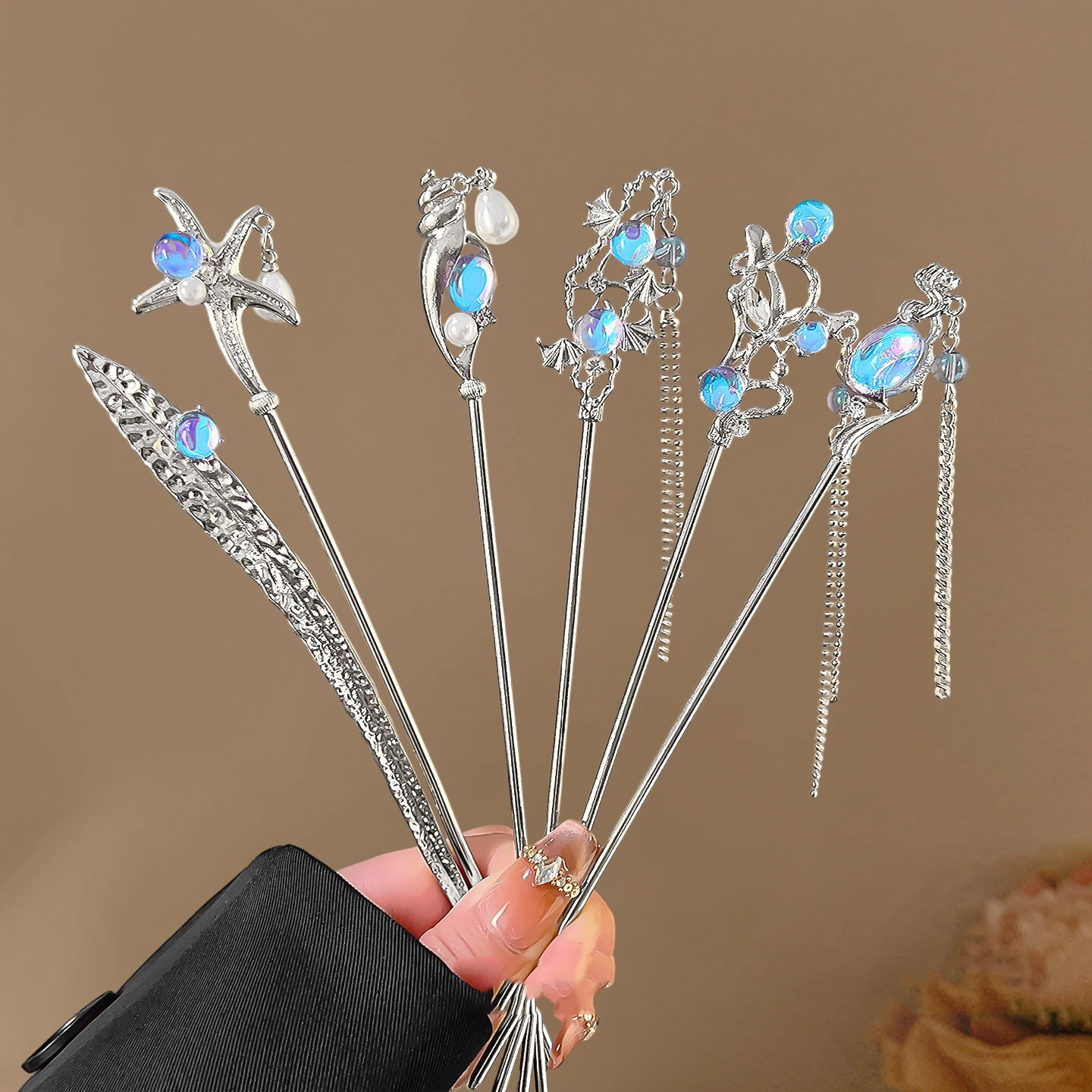 Horquilla de pelo vintage con borlas y piedra de luz de luna oriental, accesorio de moda premium, nuevo estilo chino antiguo, horquilla para el cabello, accesorios para el cabello