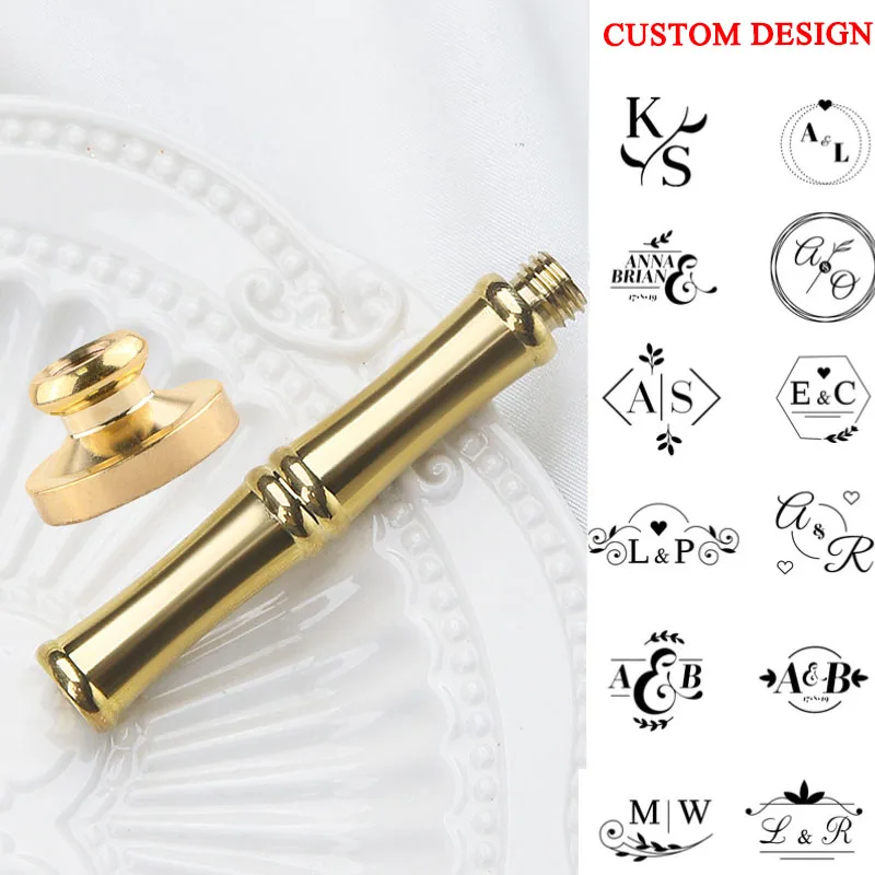 Custom Brass Wax Seal Stamp with Bamboo Shape Handle, 2 Initial Ornament Reusable for Diy Wedding Invitation & Letters 2025