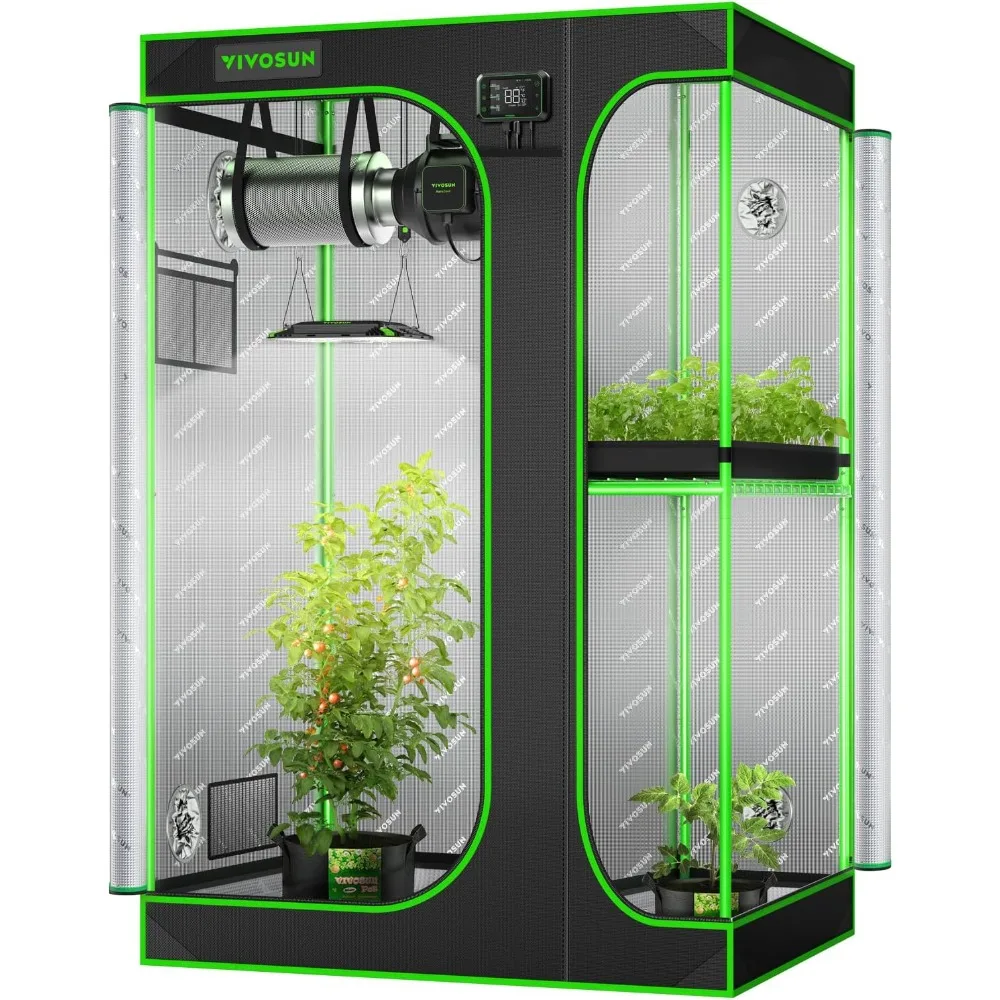 

Growing Tents, High Reflective Mylar with Multi-Chamber and Floor Tray for Hydroponic Indoor Plant ,Growing Tents