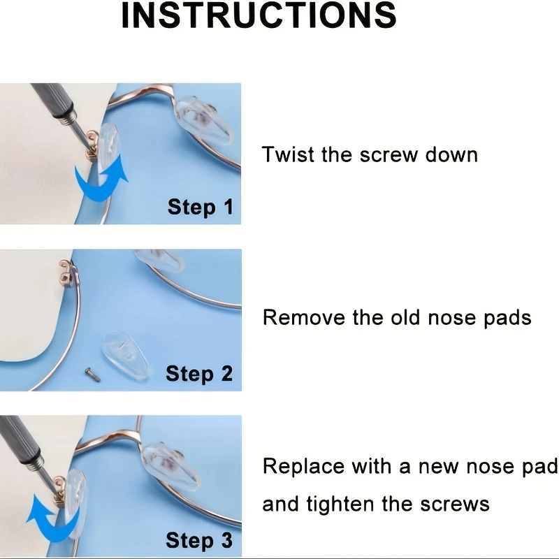 10pcs Soft Silicone Nose Pads For Glasses With Screwdriver-Non-Slip Nose Pad Replacement,Eyeglass Repair Tool For Loose Frames