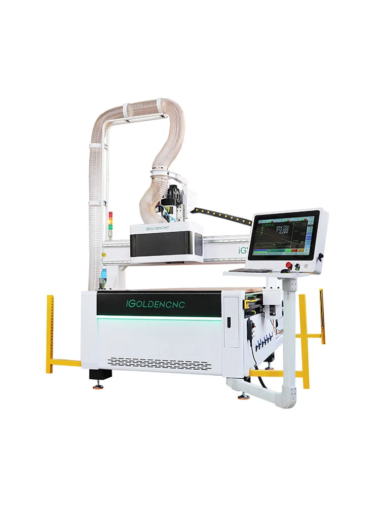 Centro de usinagem CNC de três eixos (adequado para marcenaria e processamento de plástico) equipado com mesa de trabalho a vácuo