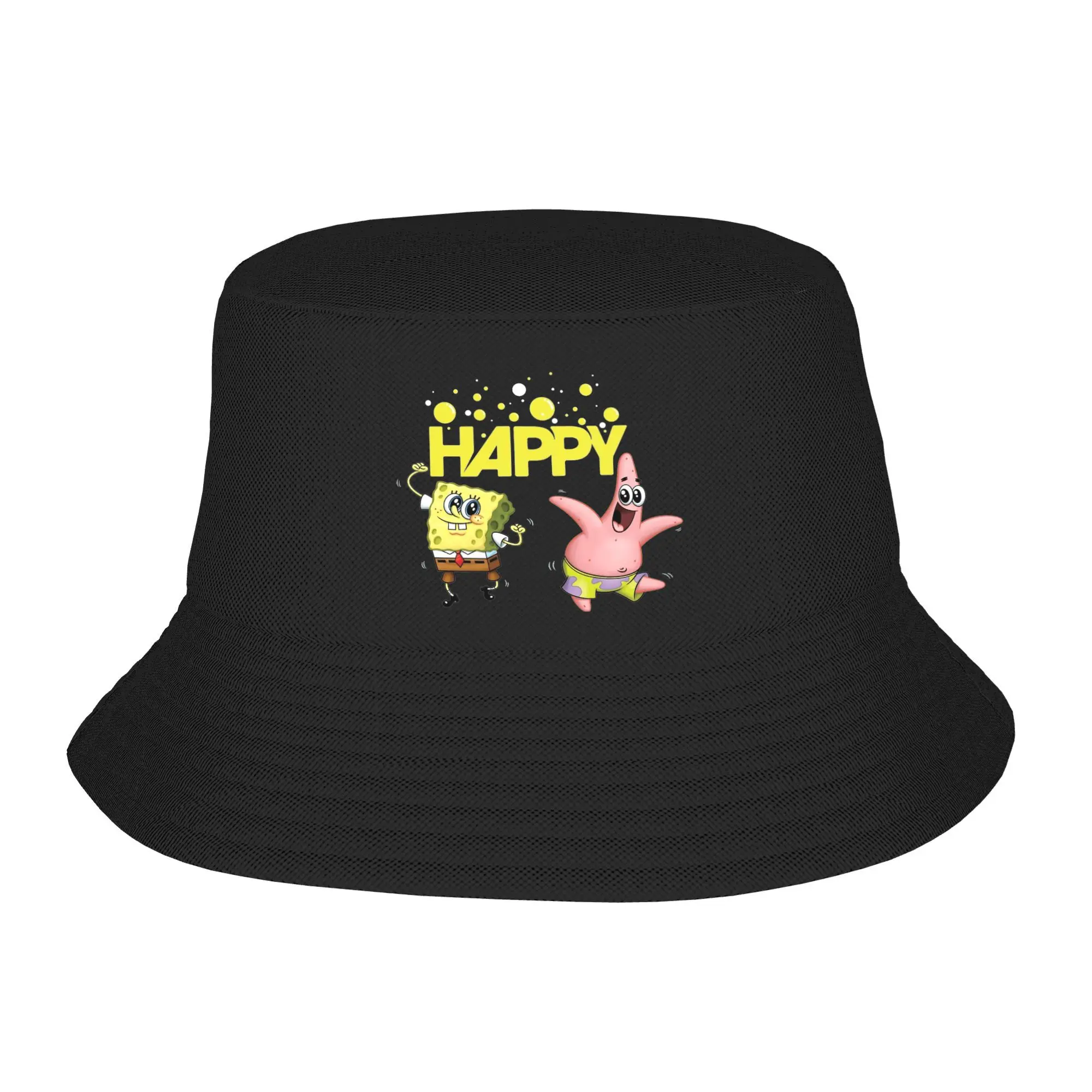 Spongebobs Bucket Hat For Men Women Happy Dancing Fisherman Hats Casual Vacation Caps Breathable Streetwear Custom DIY Sun Hats