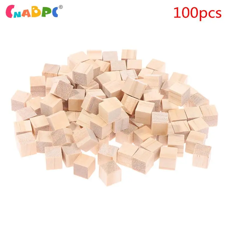 

100pcs Unfinished Blank Mini DIY Wooden Square Blocks 1cm Wood Solid Cubes for Woodwork Craft Kids Toy Puzzle Making Material