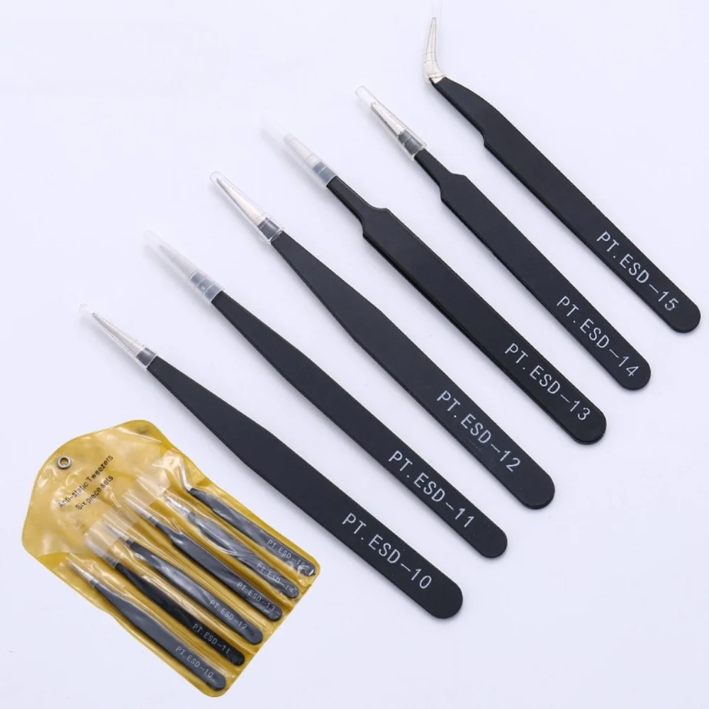 

Набор из 6 прецизионных пинцетов, антистатические пинцеты из нержавеющей стали, инструменты для ремонта электроники, пайки и рукоделия