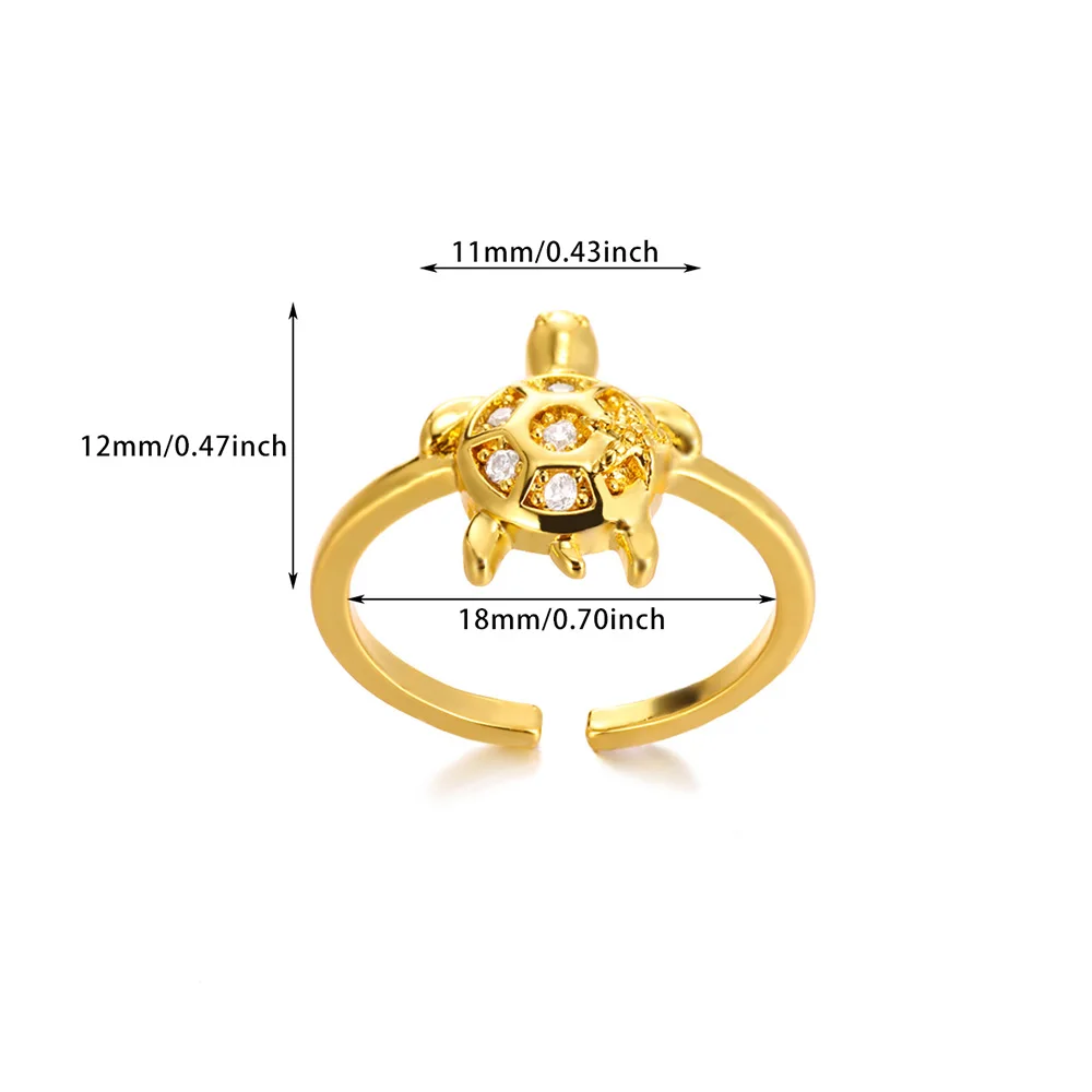 Cute Zircon Turtle Starfish Rings for Women Gold Color Adjustable Opening Tortoise Ring Jewelry Beach Gift Wholesale