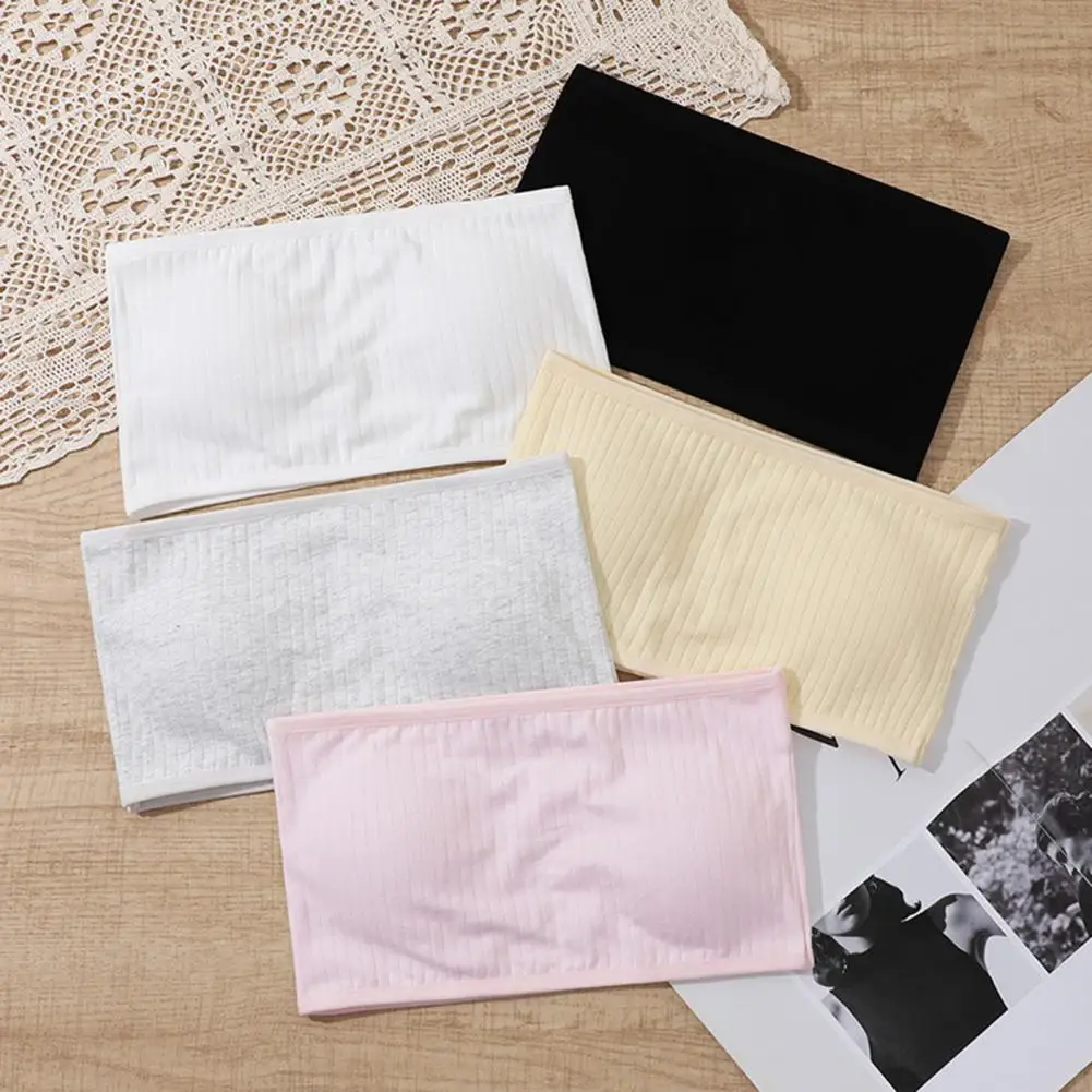 2025 Girls Cotton Bra Bandeau Top Breathable Strapless Bra Bandeau Daughters Supportive Training Bra  Casual Tank Crop Tops