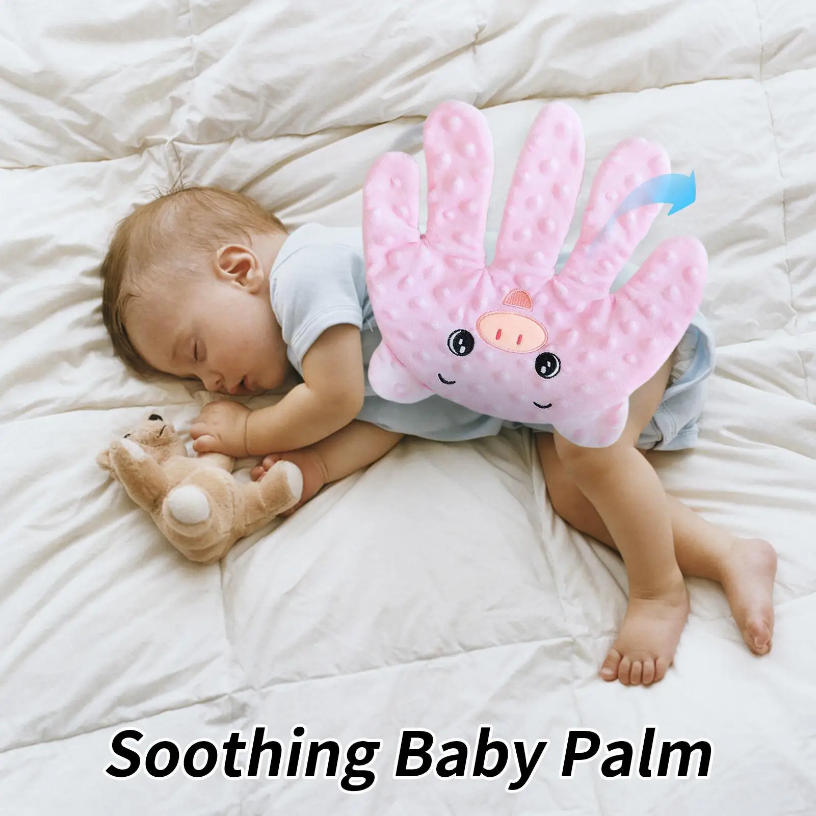 لعبة ربط نوم الطفل المهدئة، 3 تروس قابلة للتعديل، مهدئة كهربائية لطيفة، اليد للوقاية من بداية النخيل لوقت النوم