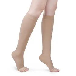 Hh Medical Open Toe Compression Stockings for Woman Men Class 2 Knee High Calf Support Socks Graduated Pressure 23-32mmHg