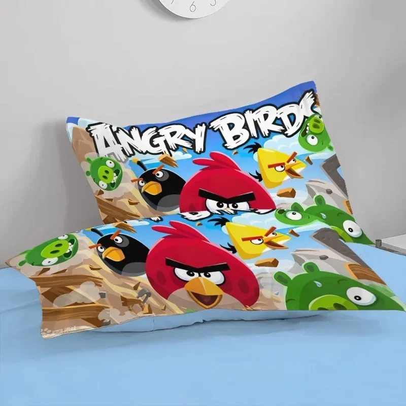 Angry Birds pure cotton four-piece cartoon cute soft quilt cover children's room home bedroom bed sheet three-piece holiday gift