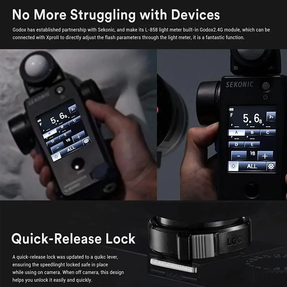 Godox Xpro II C/N/S/O/F TTL مشغل فلاش لاسلكي تلقائي 1/8000S HSS 2.4 	 فلاش كاميرا على جيجا هرتز يتم التحكم فيه عن طريق التطبيق