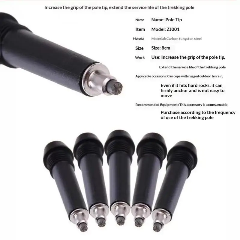 2/4Pcs Tungsten Carbide Walking Pole Tip Replacement Part Anti-skid for Nordic Walking Hiking Mountain Climbing Use