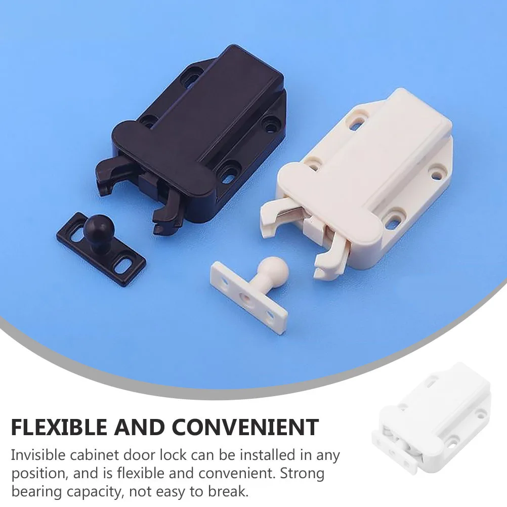 

4Pcs Plastic Push Catch Spring Touch Bounce Lock Press Open Cabinet Furniture Door Silent Hardware Ideal for Cupboards
