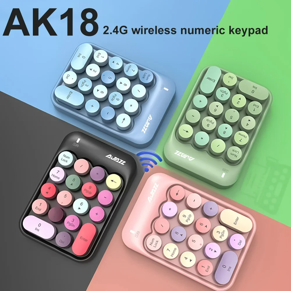 Ajazz Ak18 2.4G Wireless Numeric Keyboard Chocolate Pbt Keycap Keyboard Dedicated to Finance And Accounting Mini Keyboard