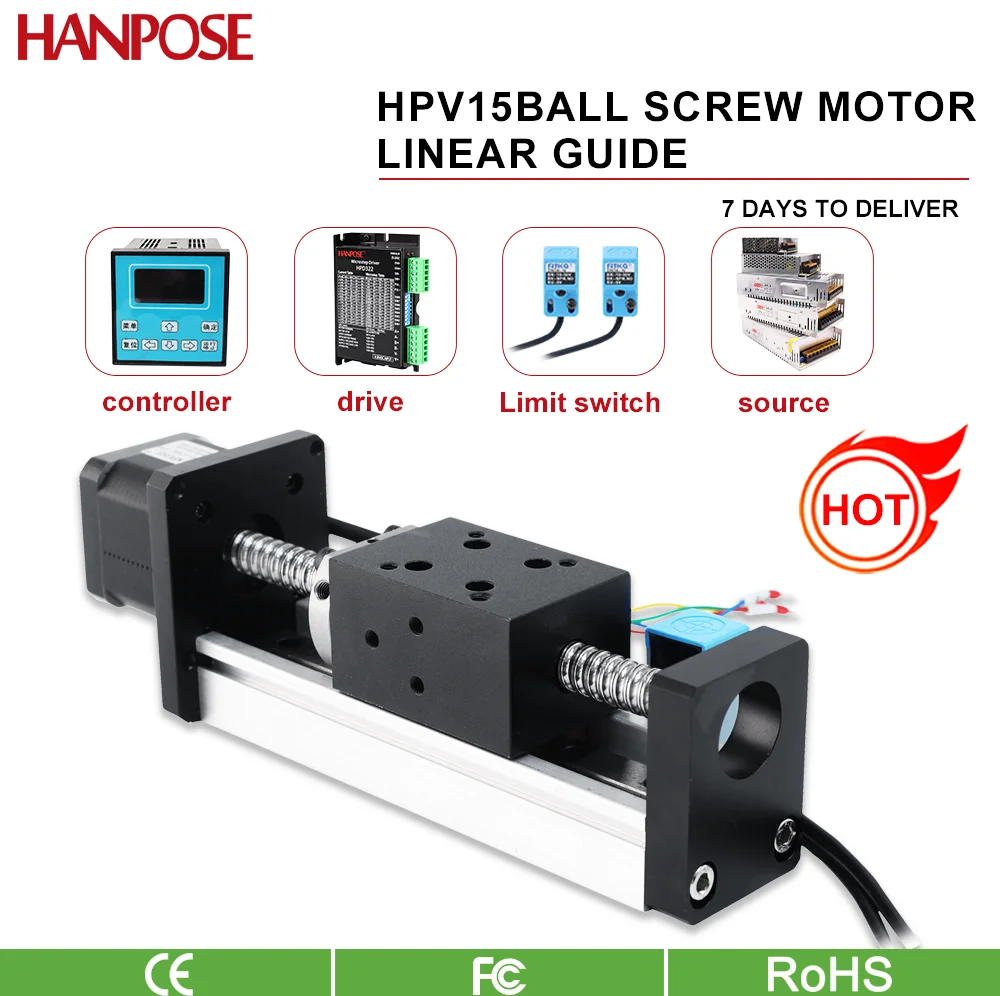 HPV15-42HB40-1204 Precision Ball Screw Linear Module Guide Rail Heavy Load Workbench Electric Platform 42 Motor