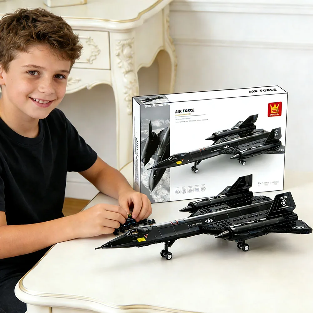 

Building Blocks SR71 Aircraft Military Technical Star-Fighter Aircraft Blackbird Stealth Supersonic US Fighter Model Brick Toys