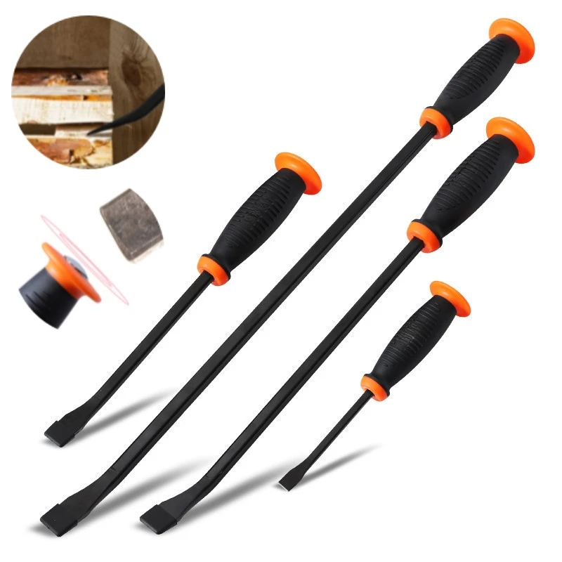 Heavy Duty Pry Bar Industrial Grade Thicken Crowbar with Angled Tip Protective Hammer Strike Cap Handle for Lifting and Prying