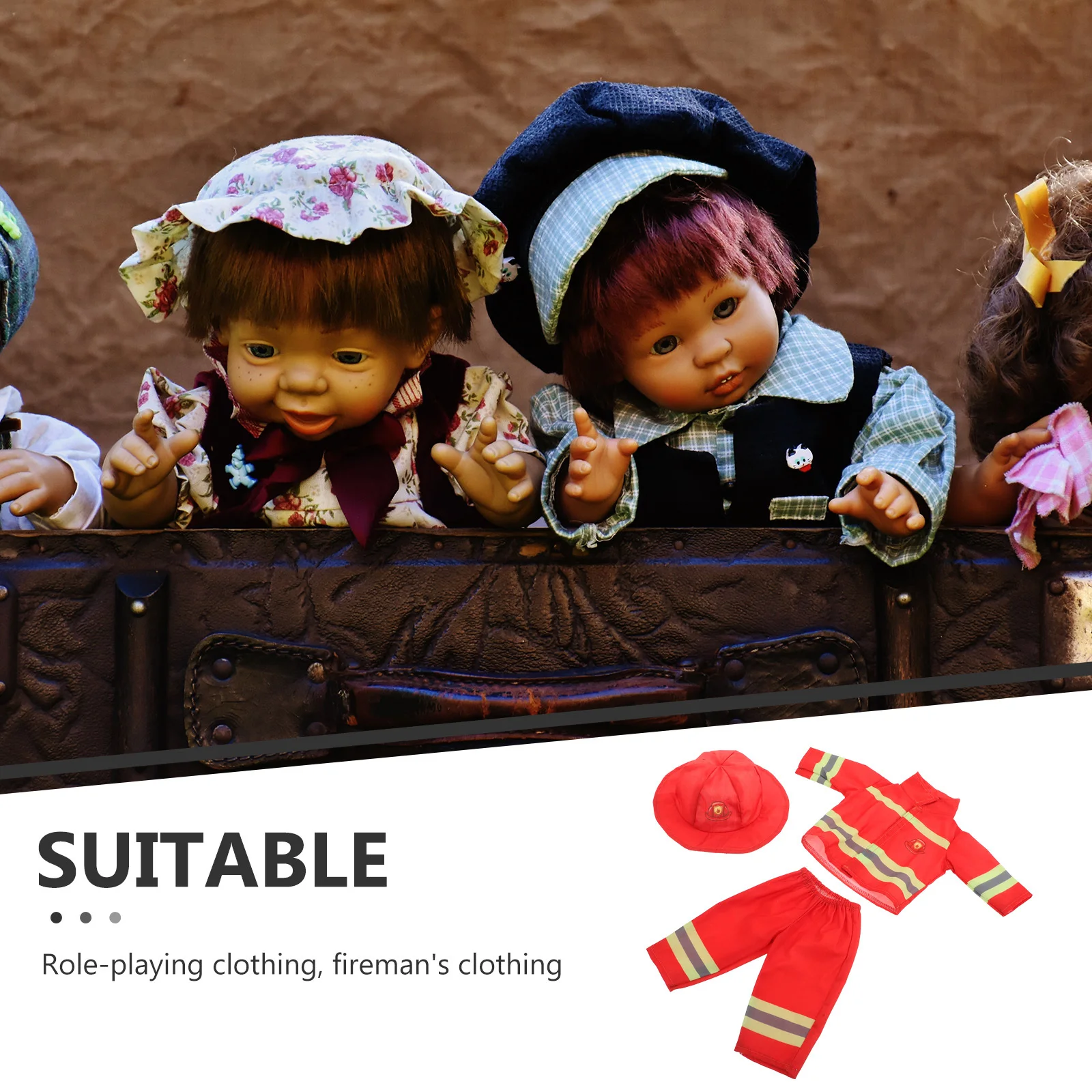 1 set Firefighter Costume For 43 Cm Unique Design Sturdy Craftsmanship Role Play Halloween Party Dress Up Pretend Play Clothes