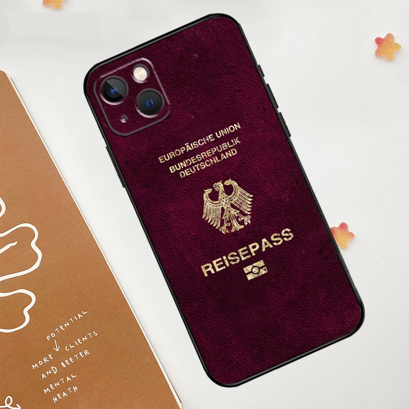 حافظة جواز سفر ألمانية إيطالية فرنسية لهاتف آيفون 17 Air 16 15 14 13 12 11 Pro Max mini 16e 15 16 Plus Funda غطاء سيليكون #2