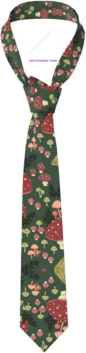 Bright Mushrooms Art Print Men'S Necktie Novelty Tie Skinny Tie Neck Tie Husband Father Ties Formal Business Wedding