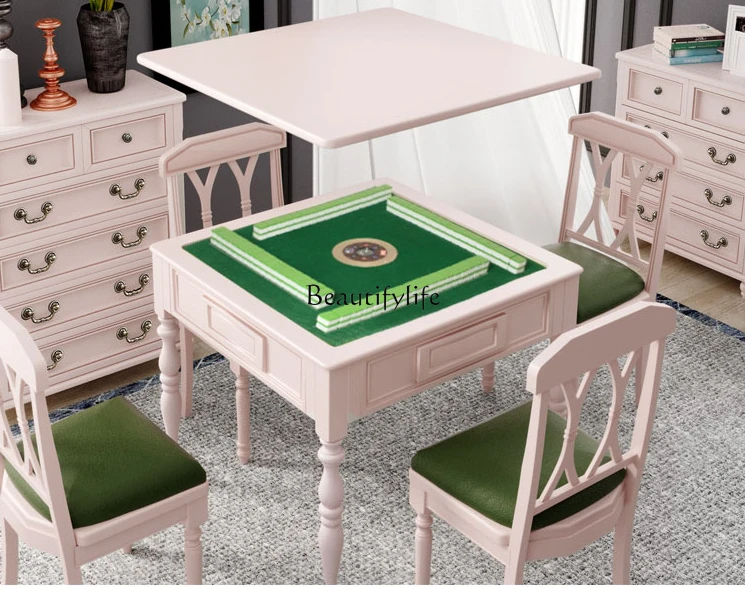 

Solid Wood Simple Home Electric Mute Plastic Products (Flower Pots) Dining Table Double-Use Mahjong Machine