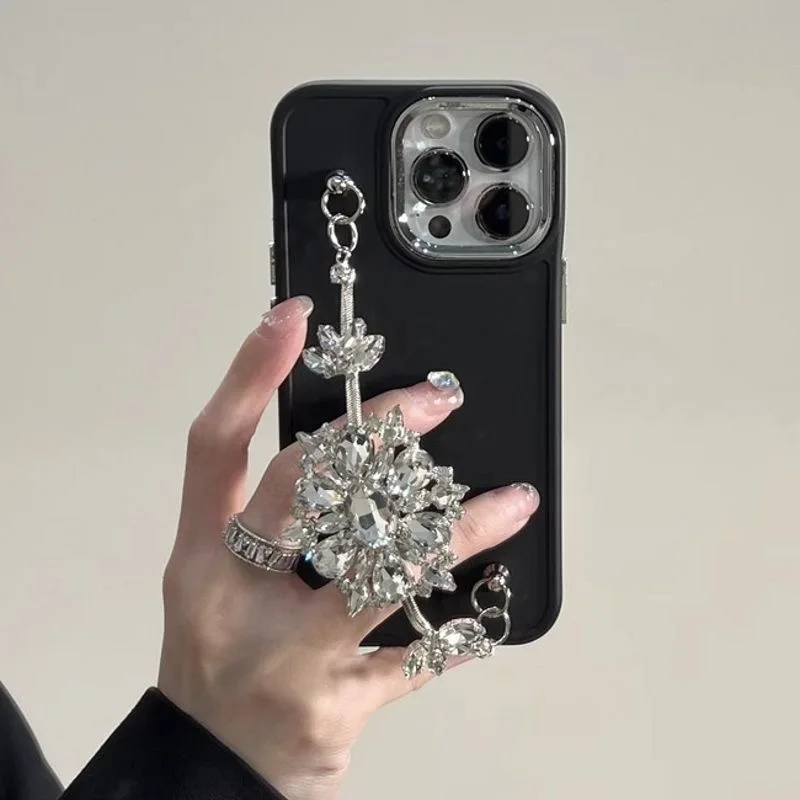 Funda de teléfono móvil con pulsera de diamantes de imitación de lujo, adecuada para iPhone