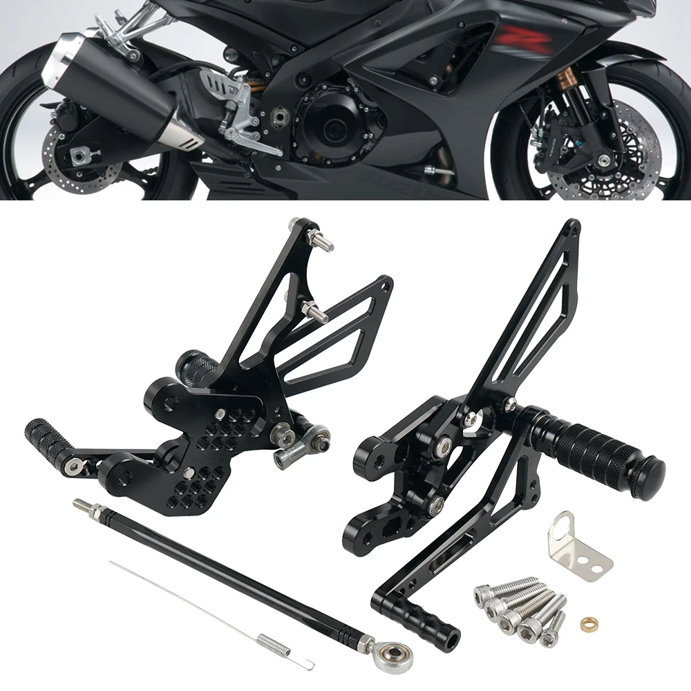 Motorcycle Adjustable Footrests Rearsets for Suzuki GSX-R1000 K7 K8 2007 2008 GSX-R1000 GSXR1000 Rearsets Footpegs Shift Rod