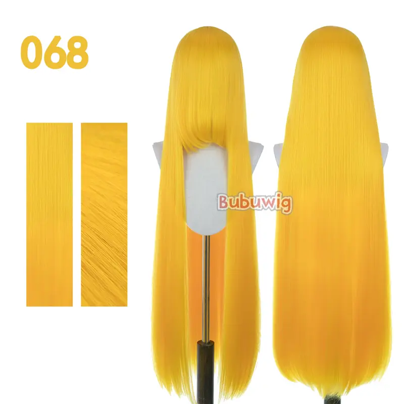 Bubuwig Synthetic Hair 100cm Long Straight Pure Color Cosplay Wigs Over 100 Colors Black White Red Blue Brown Wig Heat Resistant - Image 52