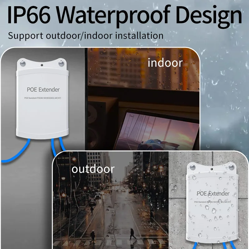 STEAMEMO-extensor POE de 1/2/4 puertos, repetidor impermeable de 100Mbps, estándar IEEE802.3AF/AT para cámara POE, interruptor POE inverso