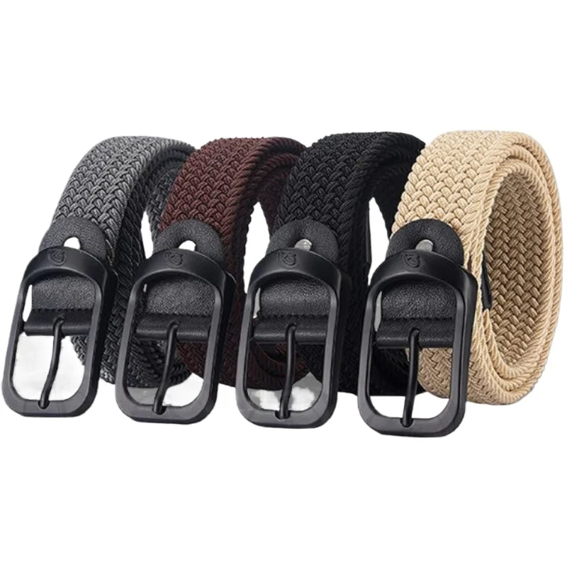 Stylish Korean-Style Minimalist Canvas Unisex Woven Belt - No-Hole Elastic Strap - Casual, Everyday Commuting Student Belt