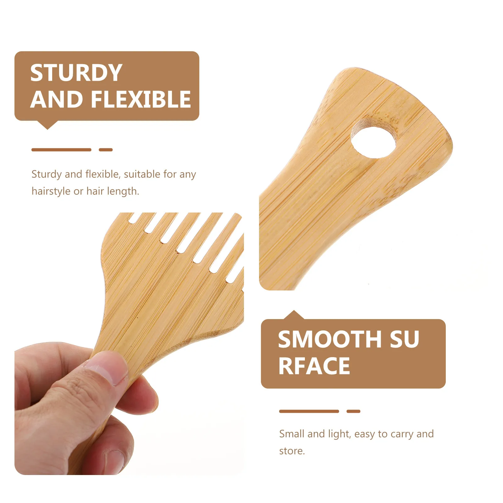 2Pcs Wide-Tooth Wooden Combs for Men Strong Handle Ergonomic Design Reduced Plucking Risk Travel Salon Home Use Hair Pick Oil