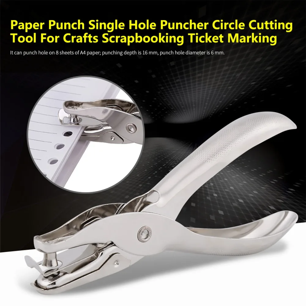2pcs Punches 6mm Single Hole Puncher Metal Silver Circle Cutting Tool Loose Leaf Puncher Scrapbooking