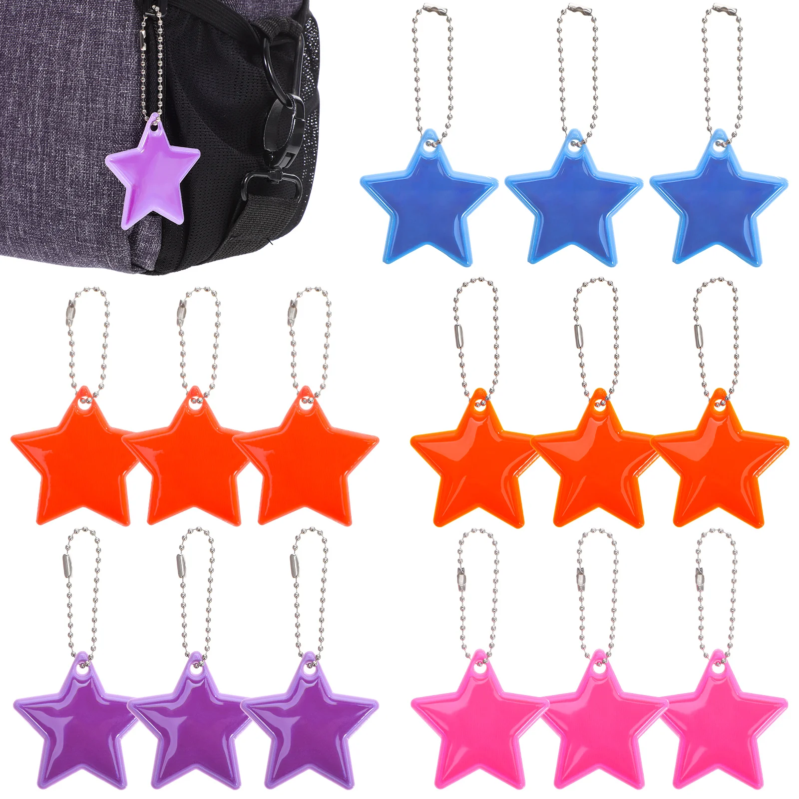 15 個の反射ペンダントキーホルダー暗闇で光るタグバックパックランドセルキッズギア軽量アウトドアアクセサリー